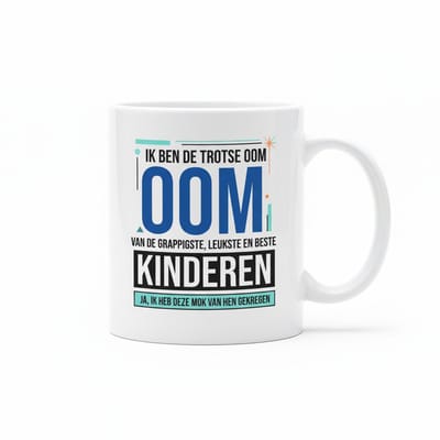 Grappige Oom Tekst Koffiemok “Ik Ben de Trotse Oom van de Grappigste, Leukste en Beste Kinderen” – Cadeaumok voor Oom – Keramische Koffiebeker 330 ml