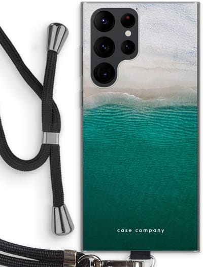 Case Company® - Hoesje met koord geschikt voor Samsung Galaxy S22 Ultra hoesje met Koord - Stranded - Telefoonhoesje met Zwart Koord - Bescherming aan alle Kanten en Over de Schermrand