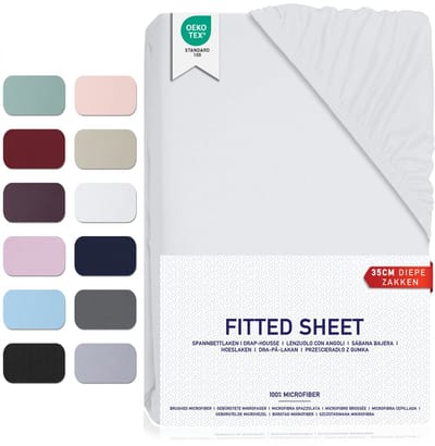 BARBONS hoeslaken 90x200 - 35 cm Matrashoogte - Rondom Elastiek - Geborsteld Microvezel
