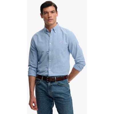 Superdry - Preppy Oxford Overhemd met Lange Mouwen - Heren - Lange mouwen shirts