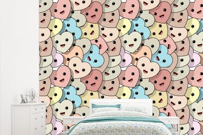Behang - Fotobehang Hart - Patroon - Baby - Breedte 315 cm x hoogte 260 cm