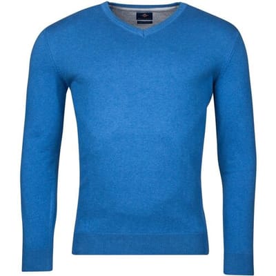 Baileys Trui Luxury Pima Cotton V-Neck Single Knit Bright Cobalt / male