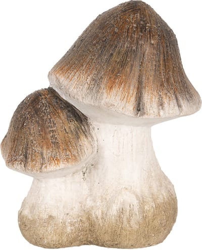 Clayre & Eef Decoratie Paddenstoel 10x7x12 cm Bruin Wit Keramiek Herfst decoratie
