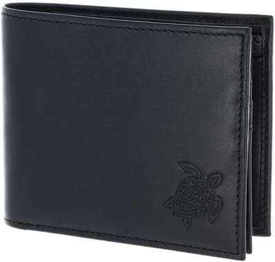 oxmox Leren portemonnee Leather RFID Protect Querscheinbörse Turtle 2.0 Embossed Black zwart