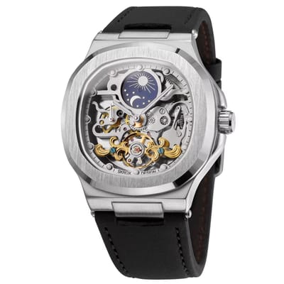 Soraro Automatische Horloge Zwart | Waterafstotend | 42mm | Cadeau Giftbox | Leer | Rubber | Zwarte Band | Automatic Horloges | Automatisch Watchwinder | Stalen Band | Herenhorloge