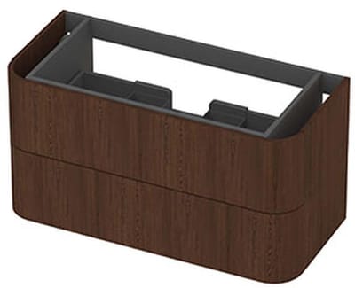 INK - Afgeronde Onderkast Fineer 2 Laden Softclose Tbv Grepen - 1000x450x520 Mm - Shadow Veneer