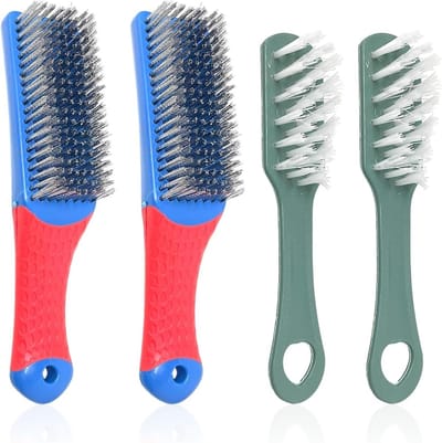 Set van 2 Roestvrijstalen Draadborstels en 2 Siliconeborstels voor Intensieve Schoonmaak, Ideaal voor Roestverwijdering en Metalen Onderhoud