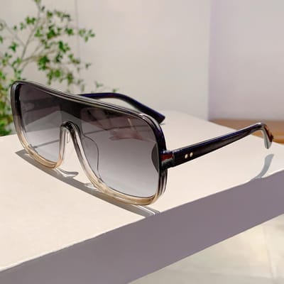 Klassiek Groot Brilmontuur Montuur Eén Stuk Rechthoekig Zonnebril Brillen Dames Voor Heren Luxe Designer Stijl Stijl Zon Zonnebril Punk Populair gray