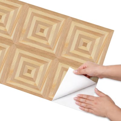 Coloray Meubel Wrap Folie - Bruin Meubelfolie - 50x100 cm - Meubel Wrap Folie Houten geometrie - Plakfolie Meubels - Geometrische Meubelfolie - Decoratiefolie Zelfklevend - Slaapkamer decoratie - Texturen