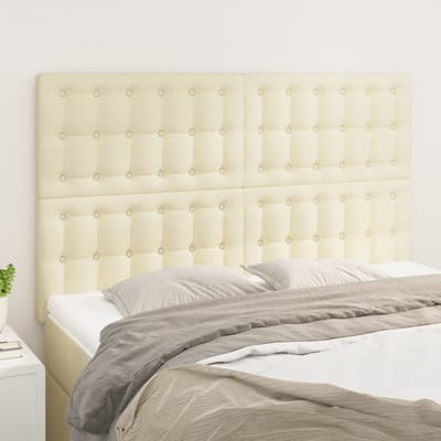vidaXL - Hoofdbord - crème - 144x5x118/128 - cm - kunstleer