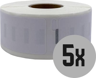 DULA Dymo Compatible labels - Wit - 11352 - S0722520 - Etiketten voor retouradres - 5 rollen - 25 x 54 mm - 500 labels per rol