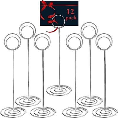 Tafelnummerhouders Set van 12 - Zilveren 22 cm Hoge Kaart Houders voor Feesten en Evenementen