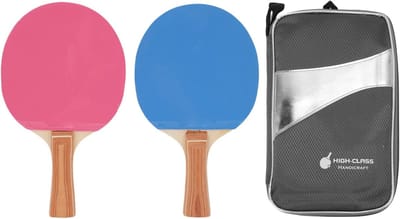 Tafeltennis Set - Pingpong Rackets - Spel & Training - Premium Rubber Oppervlak - Set met Koffer - Roze Blauw
