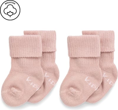KipKep Blijf-Sokjes - prematuur newborn - Mauve - 2 paar - baby sokjes die niet afzakken - biologisch katoen - roze - 0 maanden