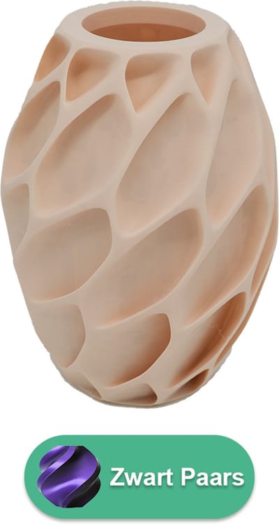 Oruna organische vaas – Decoratieve vaas - Zwart / Paars - 3d geprinte vaas – geschikt voor droogbloemen - 20CM