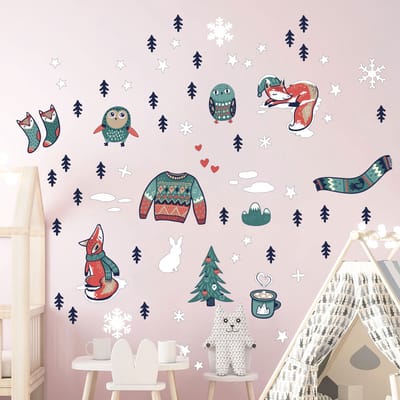 Wintervos Kerststickers - Zelfklevende kerststickers - Feestelijke decoraties - 40x50cm