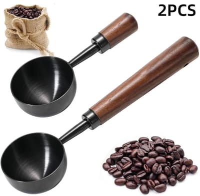 2 stuks-Koffielepel - Maatlepel - Baklepel - Maatlepel - 30 ml - Keukengerei - Geschikt voor het opscheppen van koffie, peper, theebladeren, specerijen, enz. - Zwart - Korte steel 10*4,4 cm - Lange steel 17*4,4 cm