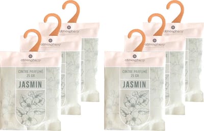 Atmosphera Geurzakjes jasmine - 6x - met ophanghaak - geurkaartjes/luchtverfrisser