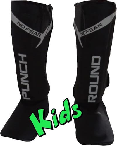 Punch Round Kids NoFear Kickboks Scheenbeschermers Zwart Wit - Kids - 6 Jaar