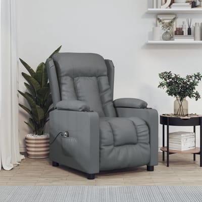 vidaXL - Fauteuil - verstelbaar - elektrisch - kunstleer - grijs