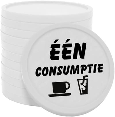 CombiCraft Consumptiemunten één consumptie Ø29mm wit - enkelzijdig bedrukt - 100 stuks