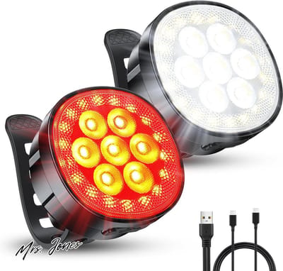 Mrs. Jones Fietsverlichting - Ultra Heldere LED Fietsverlichting 8+12 Standen USB Oplaadbaar IP65 Waterdicht .