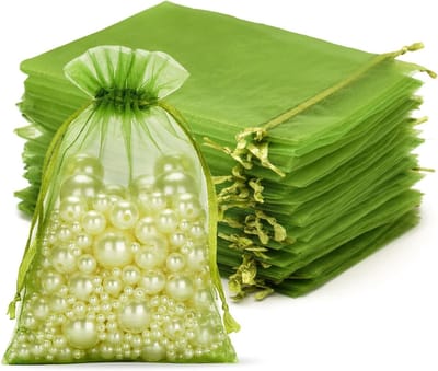 Organza Zakjes 10 x 15 cm - Set van 50 Met Trekkoord voor Trouwen, Cadeaus en Sieraden