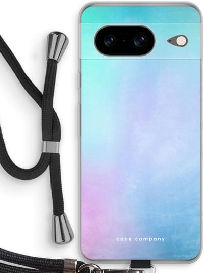 Case Company® - Hoesje met koord geschikt voor Google Pixel 8 hoesje met Koord - Mist pastel - Telefoonhoesje met Zwart Koord - Bescherming aan alle Kanten en Over de Schermrand