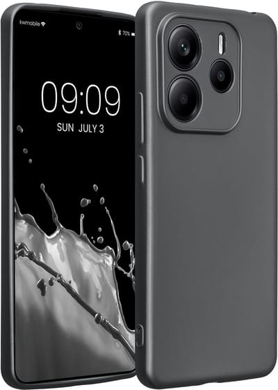kwmobile metallic telefoonhoesje van TPU - geschikt voor Xiaomi Redmi Note 14 5G - Flexible case voor smartphone - In metallic grijs