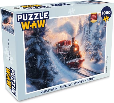 Puzzel Kersttrein - Sneeuw - Winter - Kerst - Legpuzzel - Puzzel 1000 stukjes volwassenen - Kerst - Cadeau - Kerstcadeau voor mannen, vrouwen en kinderen