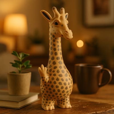 AnimalsAttitude – Kleine Giraffe Figurine met Middelvinger – 3D-geprint PLA Beeldje – Whimsical Home Accessory & Playful Desk Decoration