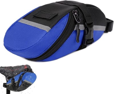 Waterdichte Zadeltas - Frametas - Waterdichte Zadel Fietstas - Zadeltasje Fiets - Zadeltas racefiets - Fietsaccessoires - Opberging - 21×10cm - Geschikt Voor E-bike, Racefiets, Trekkingfiets - Zwart en blauw
