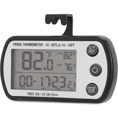 Thermomètre de Réfrigérateur Thermomètre de Réfrigérateur Ventouse Magnétique Étanche IPX4 Affichage LCD Thermomètre de Réfrigérateur Tomer gray