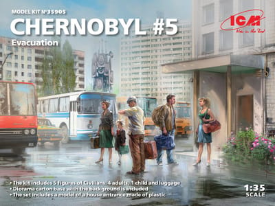 ICM Modelbouwpakket Militaire voertuigen - 35905 Chernobyl#5. Extraction (4 adults, 1 child and luggage) Plastic - 1:35 - Modelbouw