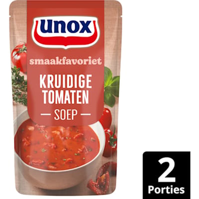 Soep in zak kruidige tomatensoep