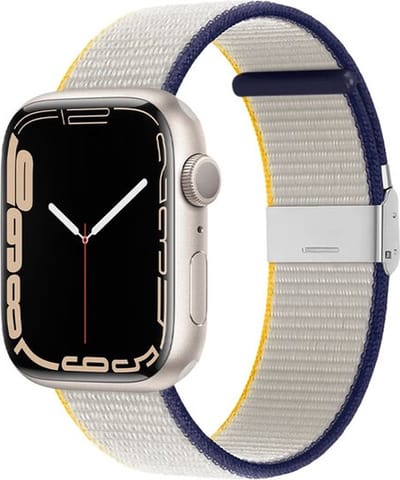 By Qubix - Geschikt voor Apple Watch bandje - Nylon bandje met klemsluiting - Wit - Geschikt voor Apple Watch 44mm / 45mm / 46mm / 49mm (Ultra 1,2 en 3) - nylon - bandje iWatch