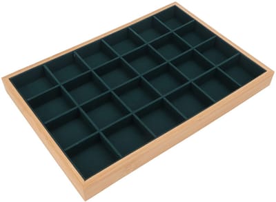Dailygoods- Sieradenopbergtray 24 Compartimenten - Houten Sieraden Organizer - Sieraden Organizer Lade - Elegant en Praktisch - Geschikt voor Etalages en Lades - Sieradenorganizer