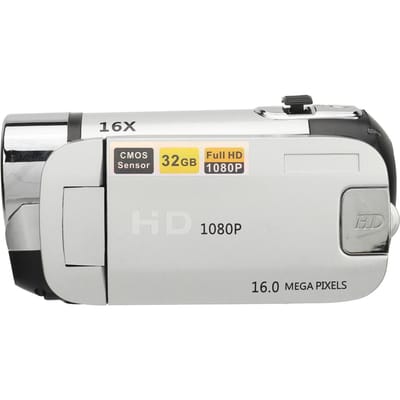 Appareil photo numérique D90 1080P 16MP Écran rotatif 2,4 pouces Caméscope Zoom 16X Enregistreur vidéo HD avec argenté