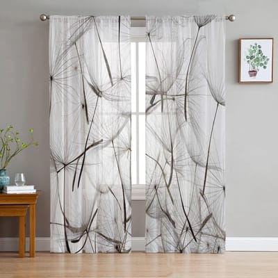 Paardenbloem Bloemen Tule Gordijnen voor Woonkamer Draperieën Raam Transparant Modern Gordijn voor Slaapkamer Decor 135W x 160H(cm)