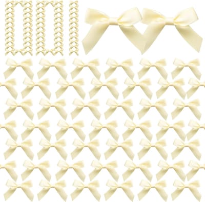 100 Stuks 6 cm Kleine Handgemaakte Strikken, Decoratieve Off White Cadeau Strikken voor Geschenken, Kerst, Haarbanden en Kaarten