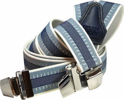Pierre Mouton Lotus Bretel - Bretels - Volwassenen - Heren - Blauw - 120cm - 3 brede clips - M - L
