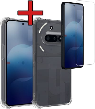 Hoesje - Met Screenprotector - Geschikt voor Nothing Phone (3a) - Sterk & Shockproof - Back Cover - Siliconen Case - Telefoon Hoes - Shock Proof - Telefoonhoes - Transparant