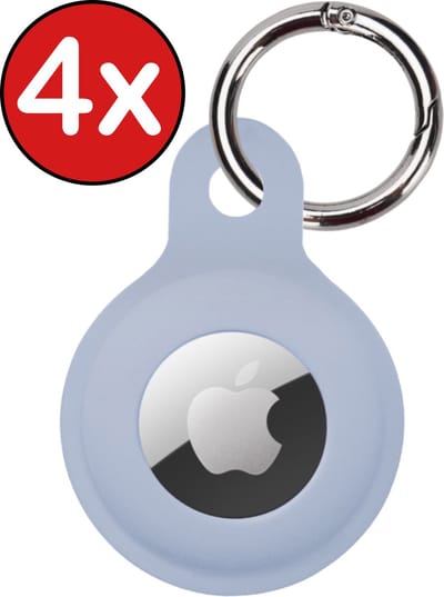 Hoesje Geschikt voor Apple AirTag Sleutelhanger Hoesje Siliconen Hanger - Hoesje Geschikt voor Apple AirTag Hanger Sleutelhanger Hoesje - Grijsblauw - 4 PACK