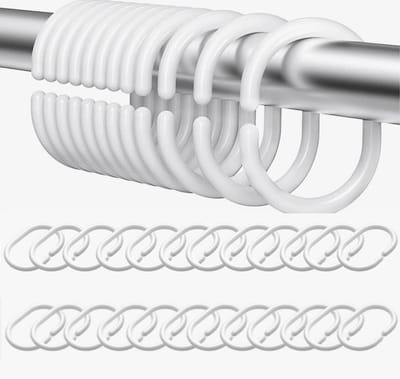 Douchegordijn Ringen 2 Sets met 24 stuks – Kunststof Shower Curtain Rings - Wit