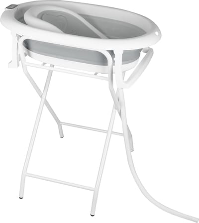 PIPIPOXER-Babybadje Opvouwbaar - Babybad met standaard - Peuterbadje - Opvouwbaar bad kinderen - Incl badrek - Grijs
