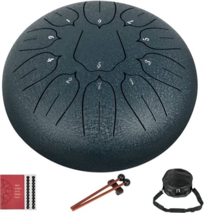 Happyment Steel Tongue Drum - 25 cm - 11 noten - Handdrum - Tong drum - Yoga - Handpan - Marineblauw
