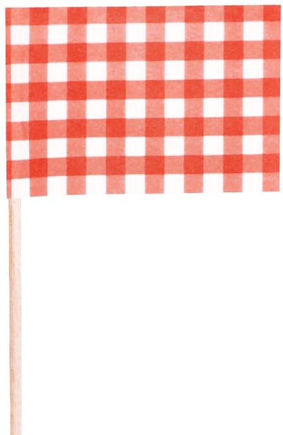 Papstar Cocktailprikkers/prikkertjes - Boerenbond - 200x stuks - 8 cm - ruitjes - tapas - hapjes