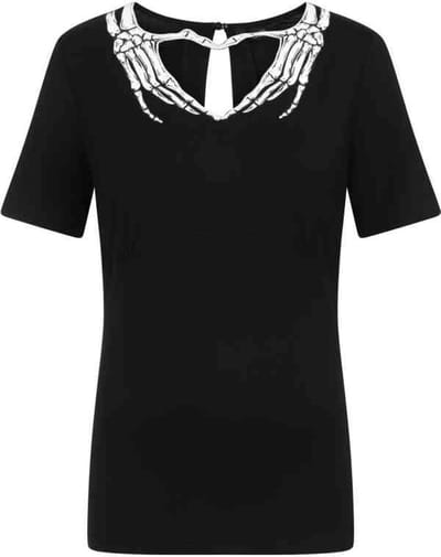 Banned - SKELEON HEART Top - 2XL - Zwart