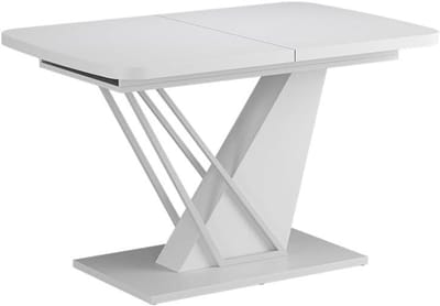 Eettafel uitschuifbaar - Eetkamertafel Keukentafel - Gezellig dineren - Tijdloos design - 120-160 x 80 cm - Wit