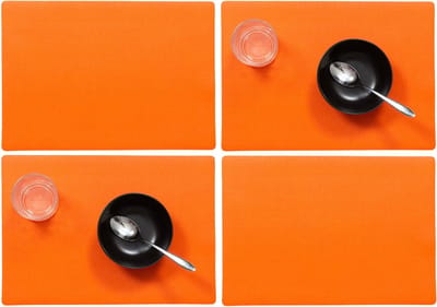 Wicotex luxe Placemats Plain - Set van 4x stuks - oranje - 43 x 30 cm - Met anti slip laag - Teflon coating toplaag
